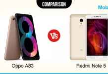 Oppo A83 VS Redmi Note 5